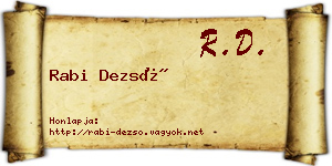 Rabi Dezső névjegykártya
