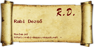 Rabi Dezső névjegykártya